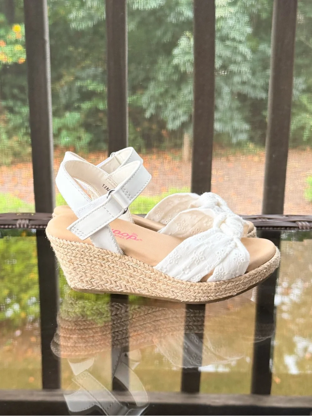 Jellypop White Knotted Espadrille Wedge Sandals Kids Size 11